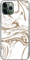 Geschikt voor iPhone 11 Pro hoesje - Marmer print - Bruin - Patronen - Siliconen Telefoonhoesje