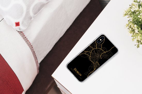 Coque pour iPhone X - Dublin - Carte - Or - Coque de téléphone en Siliconen