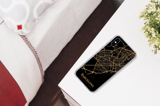 Coque pour iPhone Xs - Barcelona - Carte - Or - Coque de téléphone en Siliconen