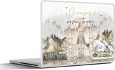 Laptop sticker - 11.6 inch - Quotes - Dreams come true - Spreuken - Kasteel - Kids - Baby - 30x21cm - Laptopstickers - Laptop skin - Cover
