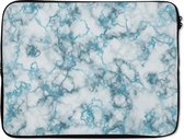 Housse pour ordinateur portable 17 pouces - Marbre - Blauw - Wit - Housse pour ordinateur portable - Dimensions intérieures 42,5x30 cm