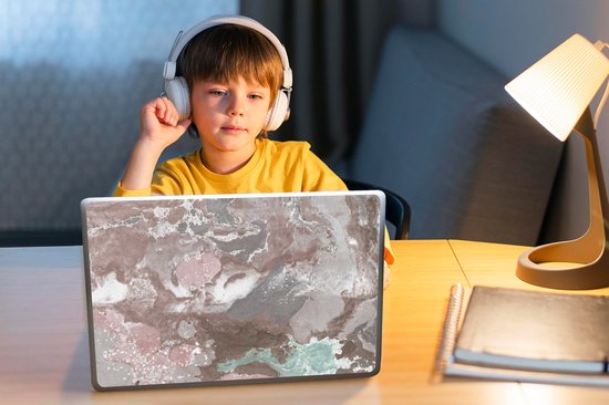 Sticker ordinateur portable - 10,1 pouces - Rose - Imprimé granit - Boulders