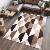 Tapiso Scarlet Deluxe Vloerkleed Bruin 3D-Effect Woonkamer Tapijt Maat- 160x230