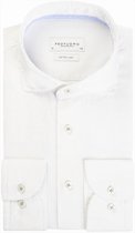 Profuomo slim fit overhemd - Oxford katoen met linnen - wit - Strijkvriendelijk - Boordmaat: 43