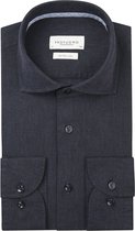 Profuomo slim fit overhemd - Oxford katoen met linnen - marine blauw - Strijkvriendelijk - Boordmaat: 44