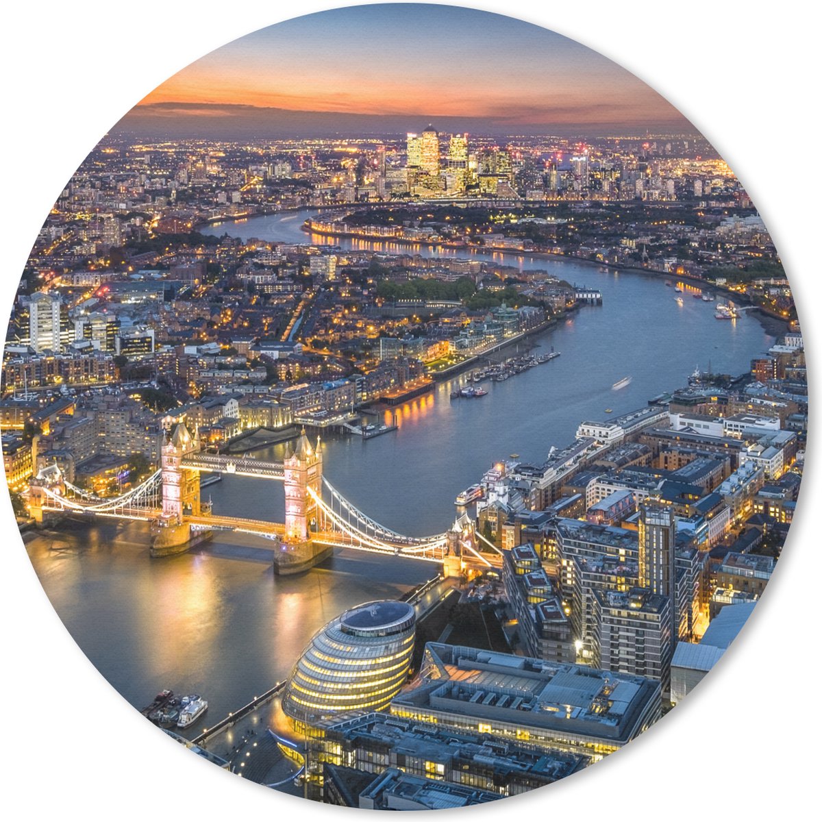 Muismat rond 40x40 cm - Mousepad Zonsopkomst - Londen - Skyline - Ronde muismatten