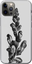 Geschikt voor iPhone 13 Pro hoesje - Plant - Zwart - Wit - Abstract - Siliconen Telefoonhoesje