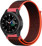 Strap-it Watch 4 & Watch 5 bandje - Samsung Galaxy Watch 4 Classic 46mm nylon band - zwart/oranje - Geschikt voor Samsung Galaxy Watch 5 Pro – 44mm – 40mm & Galaxy Watch 4 40mm, 44
