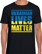 Ukrainian lives matter t-shirt zwart heren - Oekraine protest/ demonstratie shirt met Oekraiense vlag S