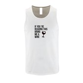 Witte Tanktop sportshirt met "If you're reading this bring me a Wine " Print Zwart Size XL