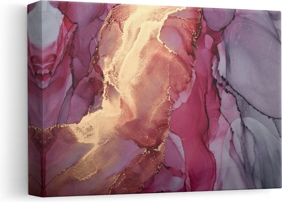 Artaza Canvas Schilderij Abstracte Kunst - Roze Grijs Goud Marmer - 30x20 - Klein - Foto Op Canvas - Canvas Print
