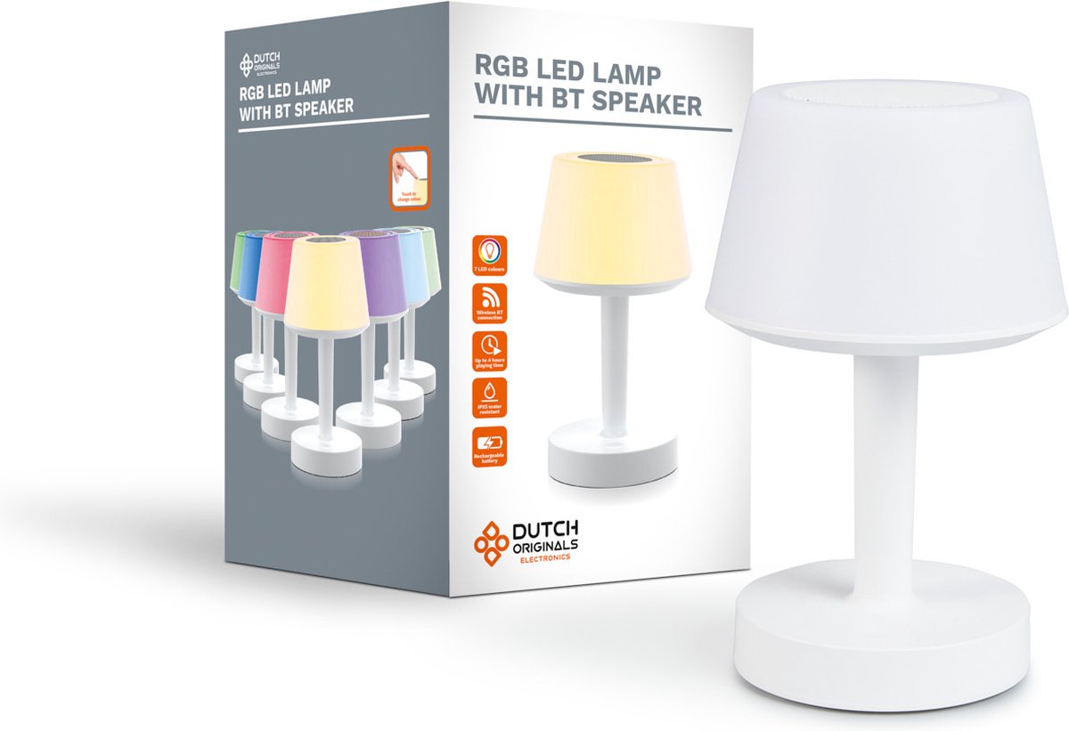 Dutch Originals - LED Lamp met Speakers - 7 Lichtkleuren - met Ingebouwde  Microfoon -... | bol
