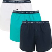 Tommy Hilfiger wijde boxershorts (3-pack) - katoenen shorts - roze - groen en blauw - Maat: L