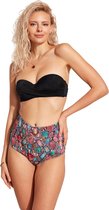 No Gossip Bandeau bikini met hoge taille Zwart en bloemenpatroon met zachte borstkussen en schouderbanden MULTICOLOR 38