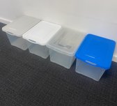 Curver Opberboxen Set Van 4 Stuks - Met 4 Verschillende Kleuren Deksels - 20 Liter Opbergboxen - Transparant Met Deksels