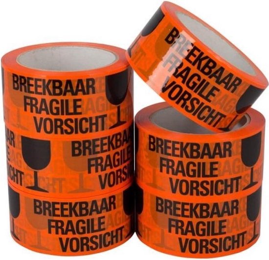 Waarschuwingsetiketten op rol: Breekbaar, Voorzichtig Hanteren, Niet