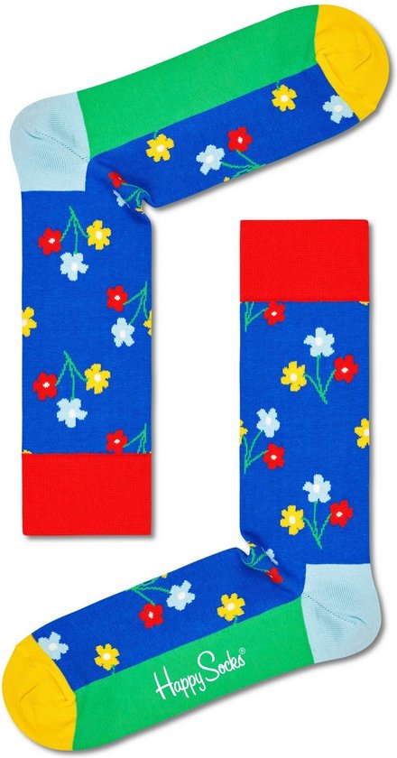 Happy Socks Bouquet Sock - bloemmig blauw - Unisex - Maat: 36-40