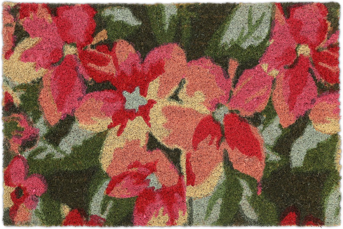 deurmat bloemen - 40 x 60 cm - kokos - weerbestendig - antislip