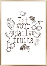 Poster Met Metaal Gouden Lijst - Eet Fruit Poster