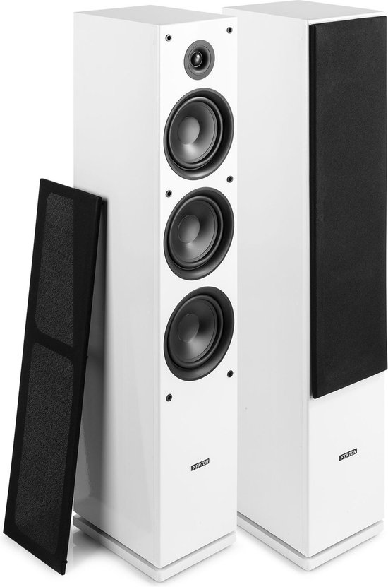 Speakerset - Fenton SHF80W stijlvolle high-end hifi speakers 500W met 3x 6.5 inch woofers - Wit
