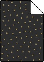 Proefstaal ESTAhome behang stippen zwart en goud - 139122 - 26,5 x 21 cm