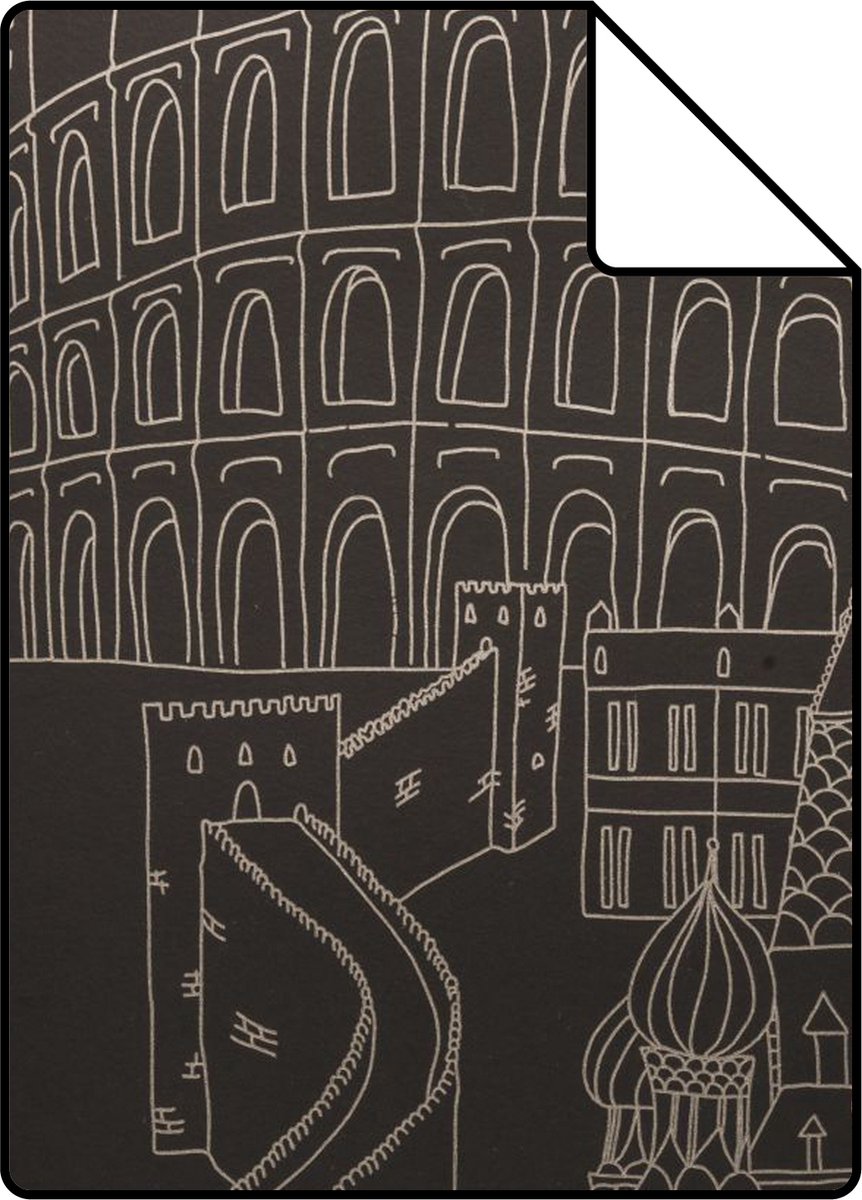 Proefstaal Origin Wallcoverings behang gebouwen zwart - 26.5 x 21 cm - 307123-S