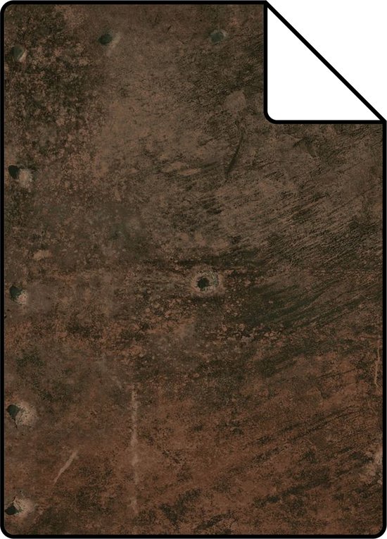 Foto: Proefstaal origin wallcoverings behangpapier grote verweerde roestige metalen platen met klinknagels roest bruin 26 5 x 21 cm 337231 s