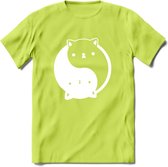 Ying Yang Kat - Katten T-Shirt Kleding Cadeau | Dames - Heren - Unisex | Dieren shirt | Grappig Verjaardag kado | Tshirt Met Print | - Groen - XL