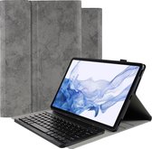 Hoes met Toetsenbord Geschikt voor Samsung Galaxy Tab S8 Plus - met QWERTZ toetsenbord - Vintage Bluetooth Keyboard Cover – Grijs
