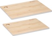 Set de 2x planches à découper grises bord bois de bambou - 23 x 30 cm et 28 x 38 cm