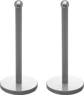 2x Stuks ronde keukenrolhouder grijs 15 x 34 cm van ijzer - Keukenpapier houder - Keukenrol houder