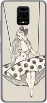 Geschikt voor Xiaomi Redmi Note 10 Lite hoesje - Meisje in polka-dot jurk met konijn - Siliconen Telefoonhoesje
