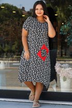 HASVEL-Groote maat A-symmetrischjurk-Met patroon jurk- Maat 4XL- Casual jurk- HASVEL-Plus Size A-symmetricdress-Patterned dress-Size 4XL-casual dress