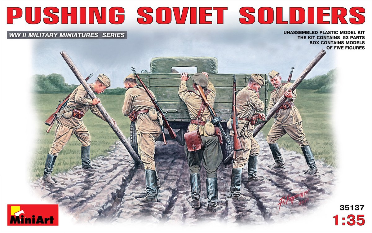 Pushing Soviet Soldiers - Scale 1/35 - Mini Art - MIT35137