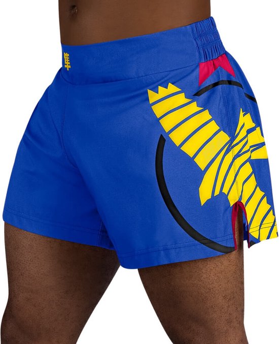 Hayabusa Icon Kickboxing Shorts - blauw / geel - maat L