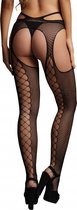 Suspender pantyhose with strappy waist - Black - O/S - Maat O/S