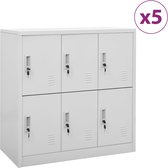 Lockerkasten 5 st 90x45x92,5 cm staal lichtgrijs