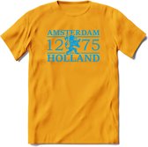 Amsterdam T-Shirt | Souvenirs Holland Kleding | Dames / Heren / Unisex Koningsdag shirt | Grappig Nederland Fiets Land Cadeau | - Geel - XXL