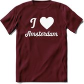 I Love Amsterdam T-Shirt | Souvenirs Holland Kleding | Dames / Heren / Unisex Koningsdag shirt | Grappig Nederland Fiets Land Cadeau | - Burgundy - M