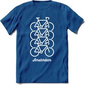 Amsterdam Fiets Stad T-Shirt | Souvenirs Holland Kleding | Dames / Heren / Unisex Koningsdag shirt | Grappig Nederland Fiets Land Cadeau | - Donker Blauw - S