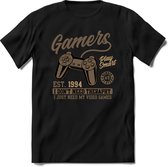 Gamers play smart | Gaming kado T-Shirt heren - dames | Bruin | Perfect game pc cadeau shirt | Grappige console spreuken - zinnen - teksten Maat 3XL
