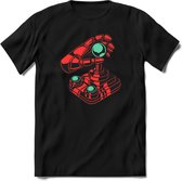 Retro Joystick | Gaming kado T-Shirt heren - dames | Petrol-Rood | Perfect game pc cadeau shirt | Grappige console spreuken - zinnen - teksten Maat XL
