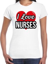I love nurses verkleed t-shirt wit - dames - Verkleed outfit / kleding S