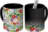 Magische Mok - Foto op Warmte Mokken - Koffiemok - Bladeren - Bloemen - Design - Magic Mok - Beker - 350 ML - Theemok