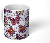 Mok - Koffiemok - Vlinder - Regenboog - Bubbel - Patronen - Mokken - 350 ML - Beker - Koffiemokken - Theemok