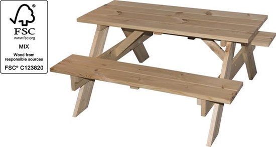 kinder picknicktafel mini 90cm pinewood 90x46x85cm