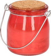 Citronella kaars - 12x - in rood glazen potje - 8 branduren - citrusgeur