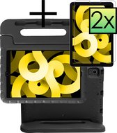 iPad Air 5 (2022) Kinder Hoes Kids Case Met 2 Stuks iPad Air 5 (2022) Screenprotector Glas - Zwart