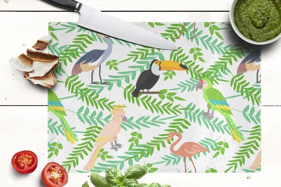 Planche à découper en Verres - 39x28 - Jungle - Vogel - Motifs - Planches à découper en Glas