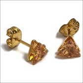 Zweerknopjes - oorbellen driehoek zirkonia-champagne-goudkleurig-6mm